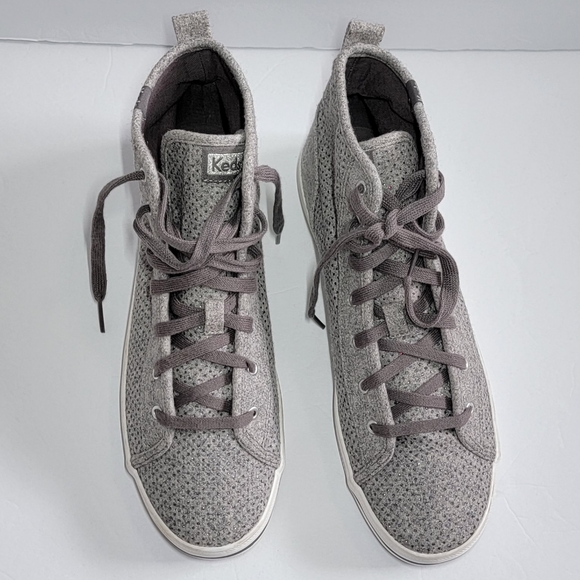 Keds Metallic Dot Gray Wool Shoes High Top Sneakers Classic Lace Up/Size 10. - Picture 4 of 10